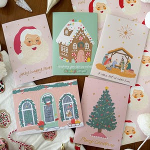 Christmas Cards, Cute Christmas Cards With Envelopes, Multi Pack Christmas Cards, Hand Drawn Artisan Christmas Cards, Merry Christmas