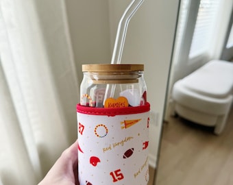 Kansas City Football Iced Coffee Coozie, KC Football, Iced Coffee Coozie, Kansas City Gift, Red Kingdom, Coffee Sleeve, KC Gift