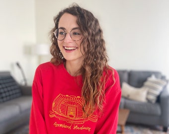 Estadio Arrowhead, Sudadera de fútbol americano de Kansas City, Sudadera Kingdom, Sudadera de cuello redondo de Kansas City, Sudadera para ella, Fútbol americano de Kansas City, Red Kingdom, Superbowl