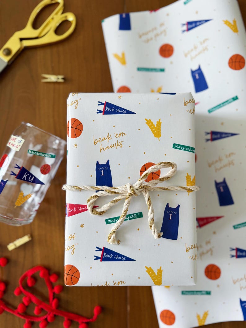 Kansas University Wrapping Paper, KU Graduation Gift Wrap, Jayhawks Alumni Wrapping Paper, Grad Gift, RCHJ, Mass Street, KU Grad image 1