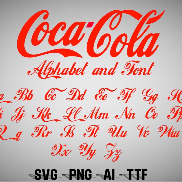 Coca Cola Alphabet SVG, Coca Cola Font, Coca Cola Clipart, SVG/PNG/Ai Instant Download !!!