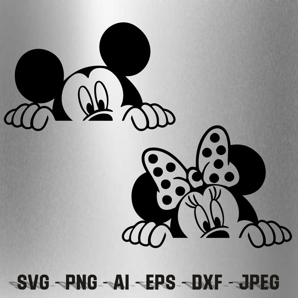 Minnie mickey mouse peeking svg, minnie mouse face SVG,PNG, Ai, Jpg,Pdf, ınstant download,digital download !!