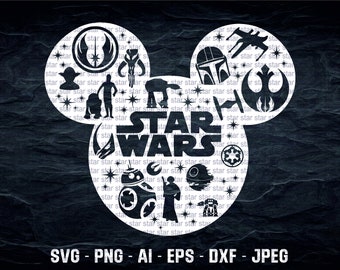 Galaxy Wars Collage Mouse Digital Design Bundle svg dxf jpg pdf png Cut Engrave Craft DIY File Cricut !!