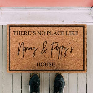 Personalized Grandparent Indoor Doormat: Engraved Coir Mat, Custom Nanny & Poppy Gift