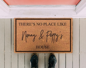 Personalized Grandparent Indoor Doormat: Engraved Coir Mat, Custom Nanny & Poppy Gift