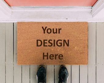 Custom Engraved Coir Indoor Door Mat: Personalized Logo or Text, Housewarming Gift