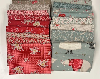 Tilda Merry Little Christmas 16tlg. Blau/Rotes Fat Quarters Bundle