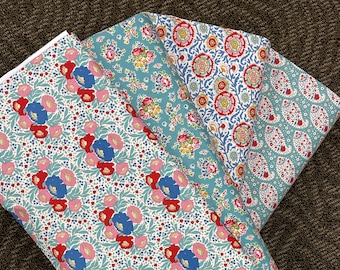 Tilda Jubilee 25thAnniversary collection Teal/White 1/2 yard