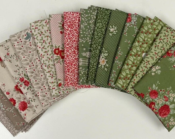 Tilda Merry Little Christmas 16pc. Cream/green Fat Quarter Bundle - Etsy
