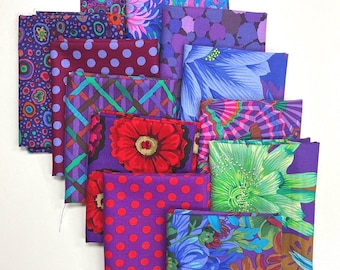 10 Kaffe Fassett STASH- パープル ファットクォーターバンドル