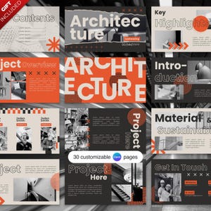 Architecture Portfolio Template, Architect Template Canva, Interior Design Editable Portfolio, Architect CV, Architecture Presentation