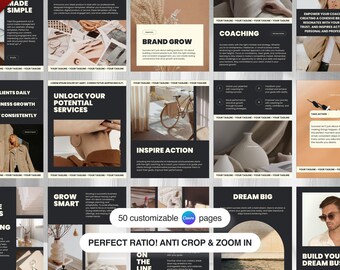 Bold Instagram Template Bundle: 50 Canva Social Media Designs