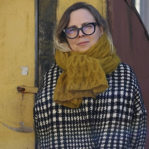 Modello sciarpa mohair, fai da te, mohair giallo