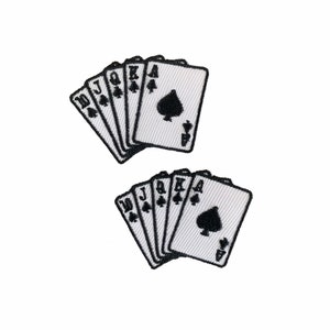 2 piezas de mini parches de cartas de póquer para planchar, parches bordados para coser