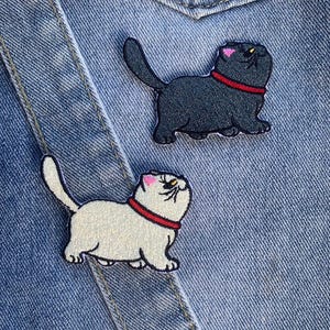 Cat iron on Patch Funny Cat iron on Patch , Sew On Embroidered Patch Appliqués