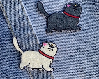 Cat iron on Patch Funny Cat iron on Patch , Sew On Embroidered Patch Appliqués