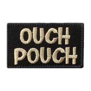 Può includere: Una toppa ricamata nera con il testo "OUCH POUCH" in filo beige.