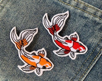 Lucky Koi Fish iron on Patch , Sew On Embroidered Patch Appliqués