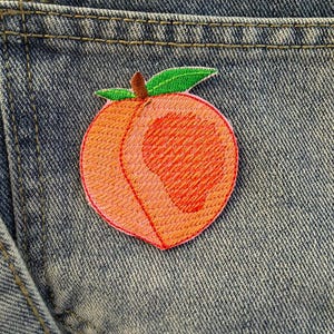 Pfirsich Aufnäher zum aufbügeln, DIY Patch für Jacke, Rucksack, Jeans