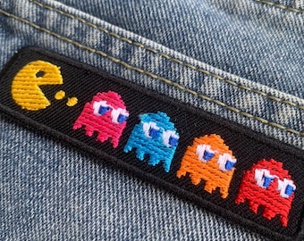 レトロ迷路ゲームアイロンパッチ、縫い付け刺繍パッチアップリケ