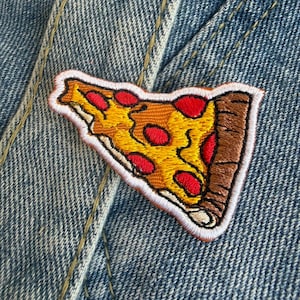 Mini Pizza iron on Patch ,DIY Patch for Jacket, Backpack, Jeans , Hook & Loop