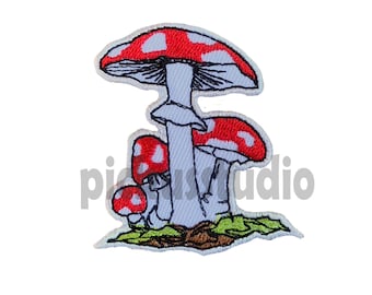Pilz Aufnäher, gestickte Applikation (6,3 x 6 cm)