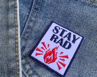 STAY RAD iron on Patch , DIY Patch for Jacket, Backpack, Jeans