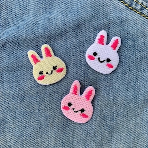 2 Pcs Tiny Bunny iron on Patch , Sew On Embroidered Patch Appliqués