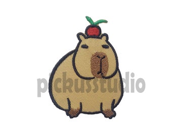 Cute Capybara Embroidered Iron-On Patch, DIY Applique