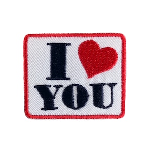 Naszywka do prasowania I LOVE YOU, aplikacja haftowana naszywką do przyszycia