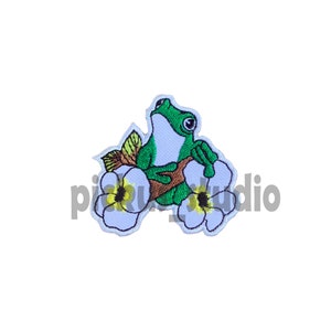 Sapo com flor em remendo de ferro, remendo faça você mesmo para jaqueta, mochila, jeans