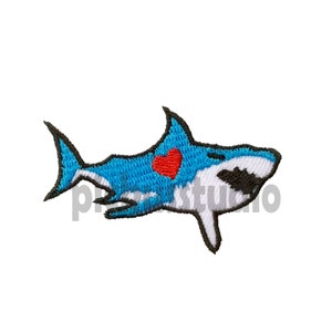 Shark with Heart iron on Patch , Sew On Embroidered Patch Appliqués