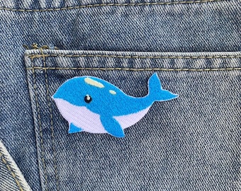 Toppa termoadesiva con simpatica balena, toppa fai da te per giacca, zaino, jeans