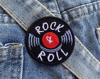 Patches de ferro Rock and Roll, apliques bordados costurados