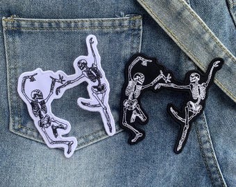Skeleton Dancing iron on Patch , DIY Patch for Jacket, Backpack, Jeans