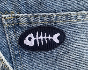 Parche termoadhesivo de espina de pescado, parche bordado para coser