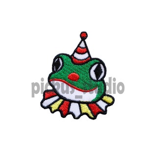 Patch de ferro de sapo engraçado, apliques de patch bordados para costura