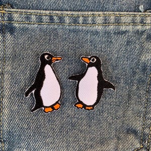 Toppa da stirare a forma di pinguino, toppa ricamata da cucire