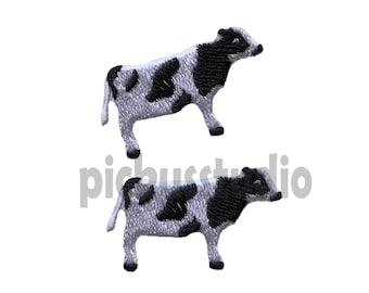 2 Pcs Tiny Cow iron on Patch , Sew On Embroidered Patch Appliqués
