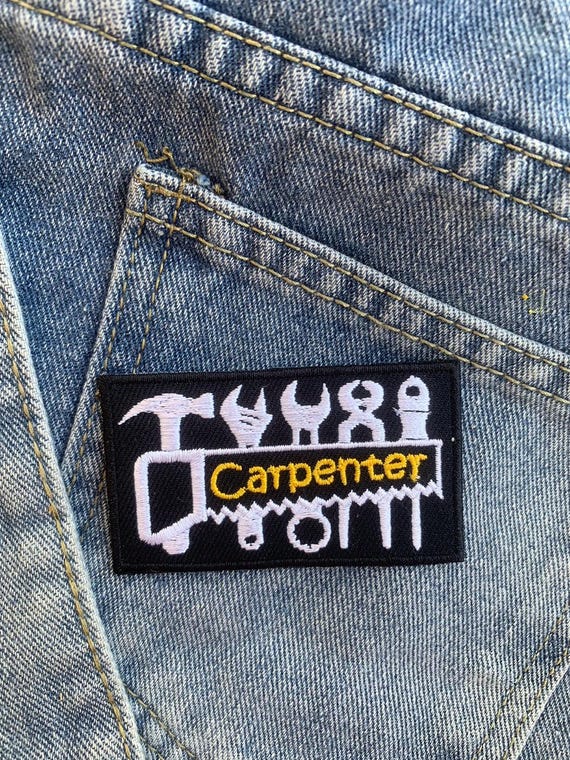【WOOHWA】PATCH CARPENTER PT Carpenter Iron on Patch , Sew on Embroidered Patch Appliqués