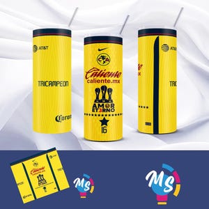 Club América PNG envoltura para vaso 20 oz skinny tumbler, taza 11oz y taza 15 oz, América tricampeón amor eterno, PRODUCTO DIGITAL.