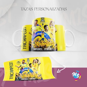 Caneca Club América de 11 oz PNG para copo fino de 20 oz e caneca de 11 oz, sublimação TRI-CAMPEON Tri-campeão