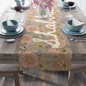 Shabbat Shalom Floral Table Runner 16 x 90 Cotton Twill Shabbat Judaica Jewish Hebrew Israeli Cooking Entertaining Gift שבת שלום