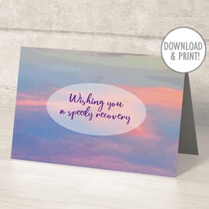 Karte zur schnellen Genesung, Foto der Wolke, Sofort Download PDF, A7 groß und 4,25 x 5,5cm + druckbare Umschläge, digitaler Download