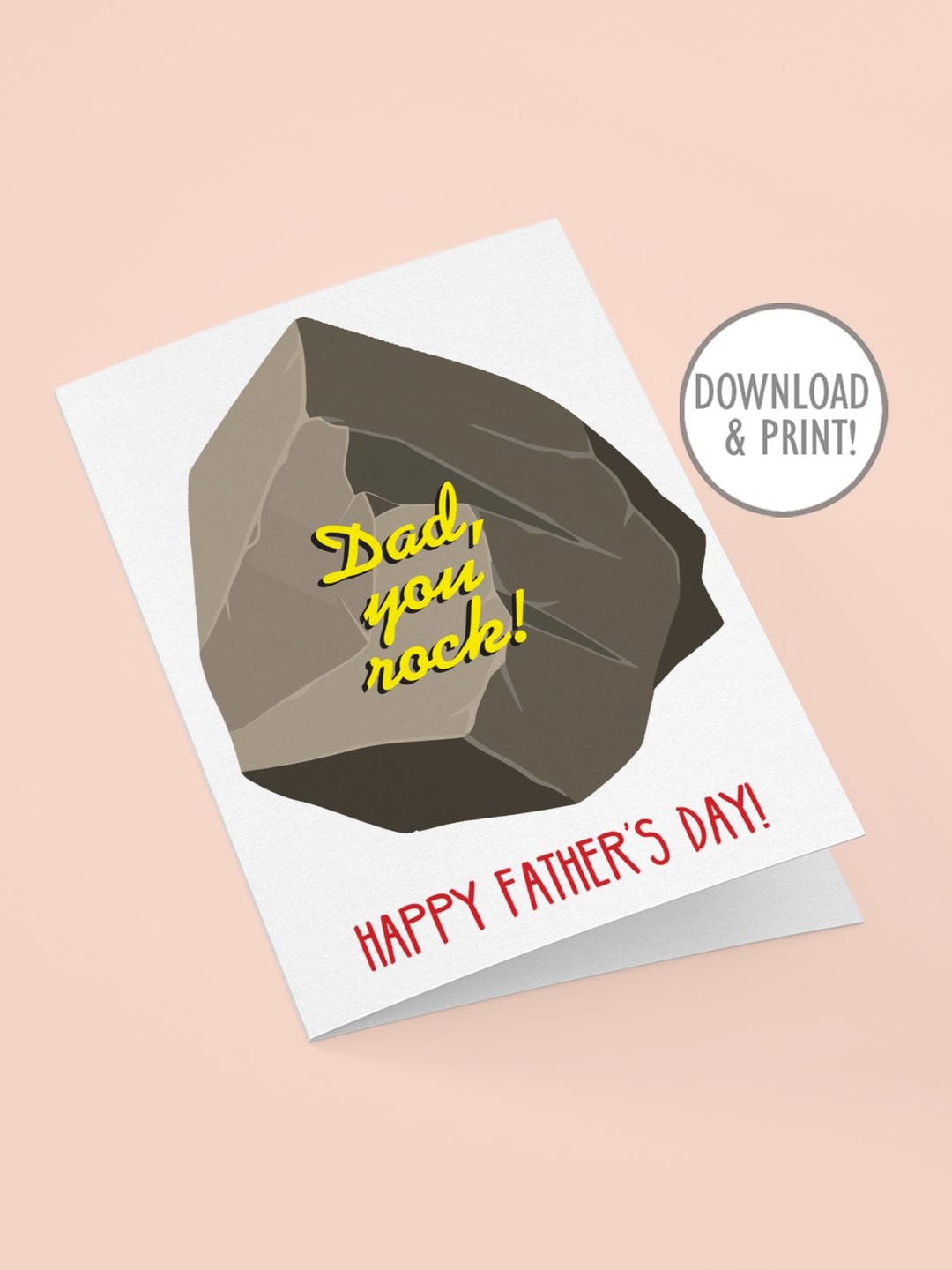 Dad, You Rock! Father's Day Card, Instant Download PDF, 5