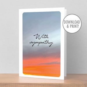 Con tarjeta de condolencias para imprimir, foto de nube, descarga instantánea en PDF, 5" x 7" (A7) y 4,25" x 5,5" (A2) + sobres para imprimir, digital
