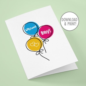 Tarjeta imprimible para nuevo bebé, descarga instantánea en PDF, 5" x 7" (A7) y 4,25" x 5,5" (A2) + sobres imprimibles, digital
