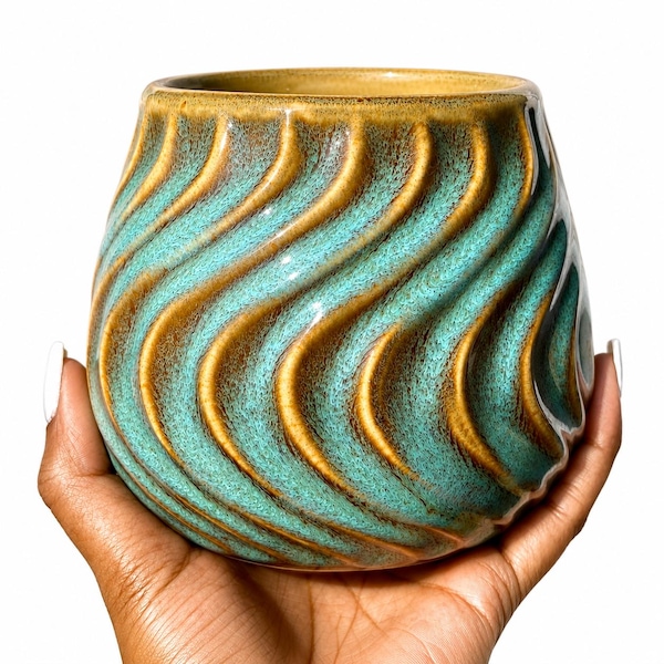 Wavy glazed planter | succulent/cactus | Indoor house plants 4.5”