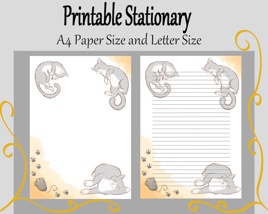 Printable Stationary, Cats, Printable Cat Stationary, Printable Writing ...