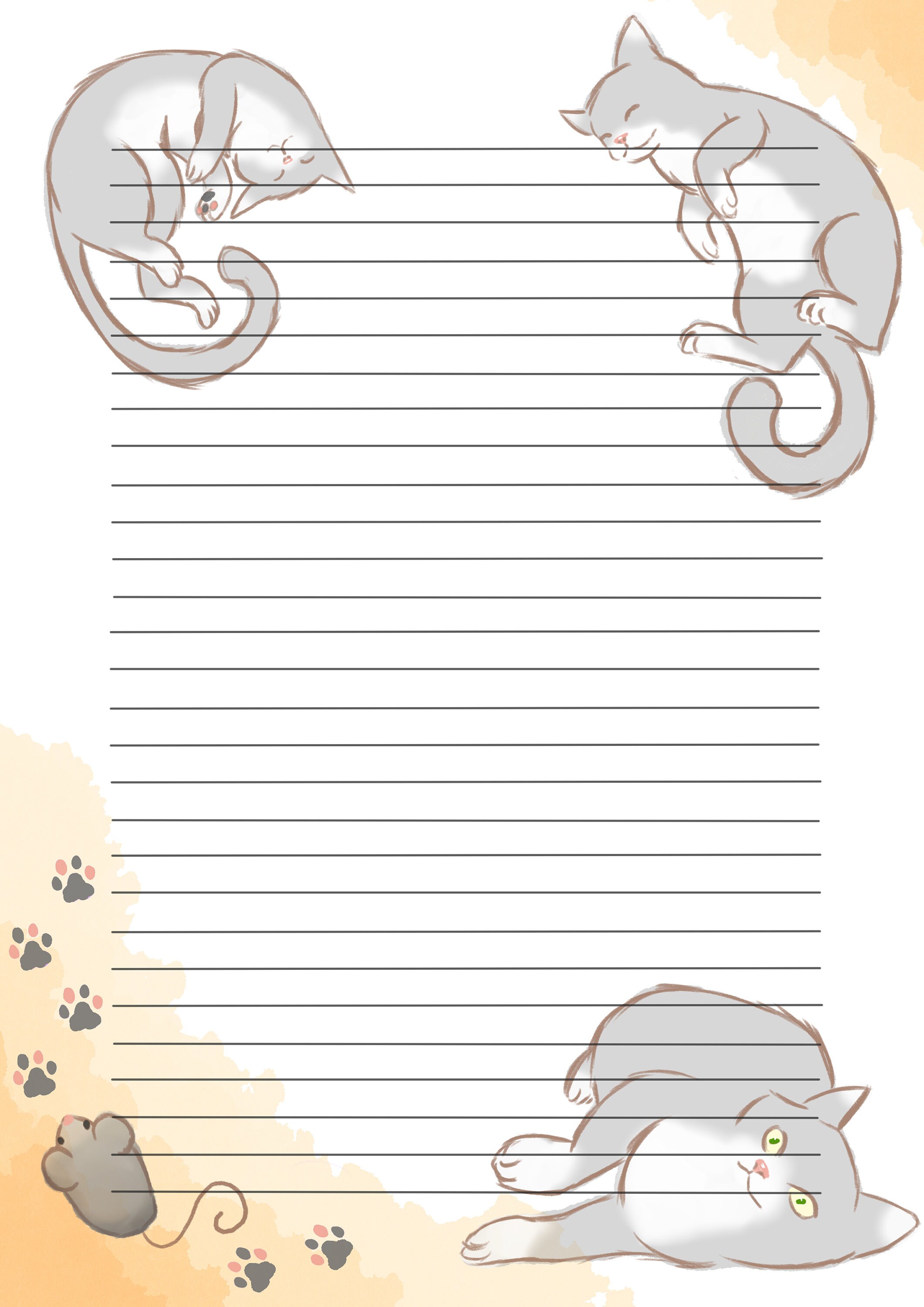 Printable Stationary, Cats, Printable Cat Stationary, Printable Writing ...